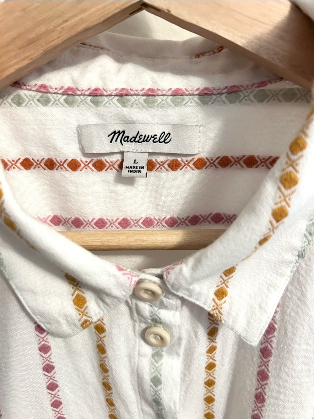 Madewell Daily Shirt in Jacquard Rainbow Stripe size L oversized button down - Picture 9 of 10